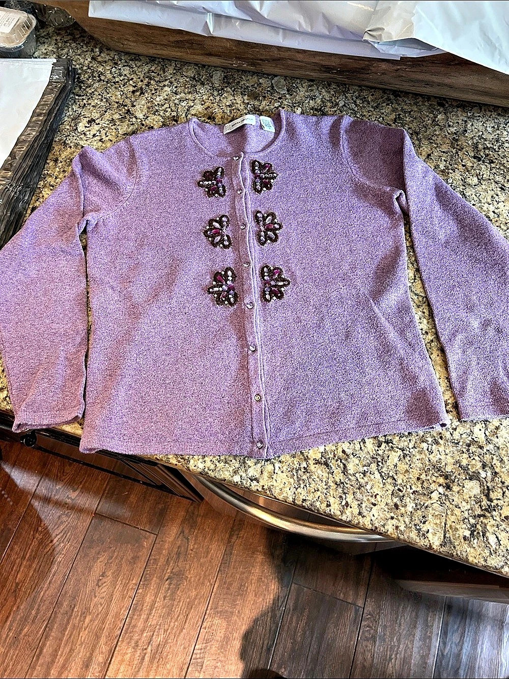 Marisa Christina Sz S Beaded Cardigan in Purple
